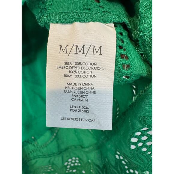 CAbi Style 5036 Gemma Top in Green w/ Tank Embroidered Eyelet Sz Medium - Picture 6 of 6